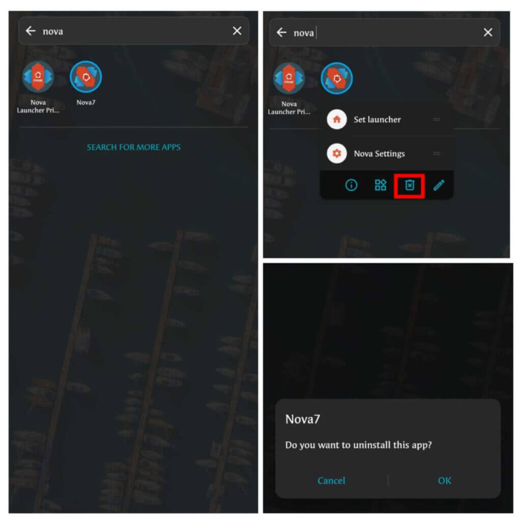 uninstall nova launcher fourth method