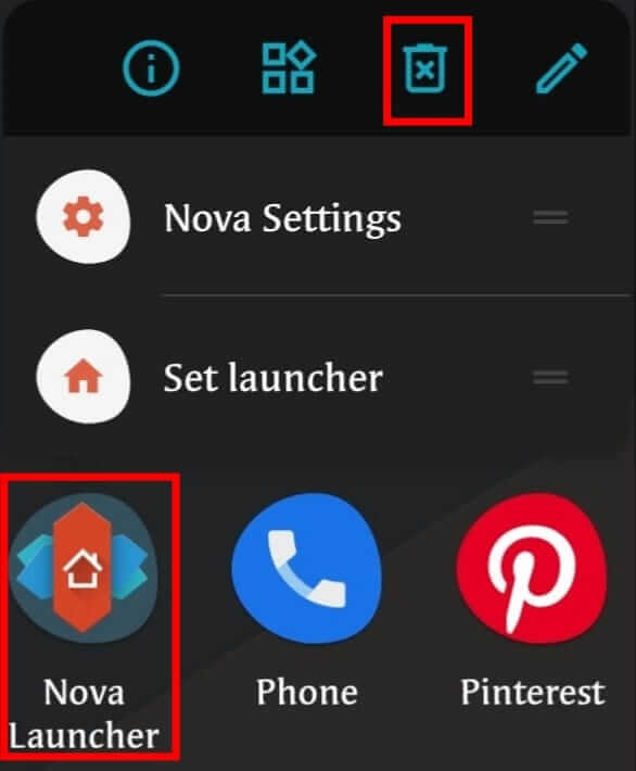 uninstall nova launcher third method