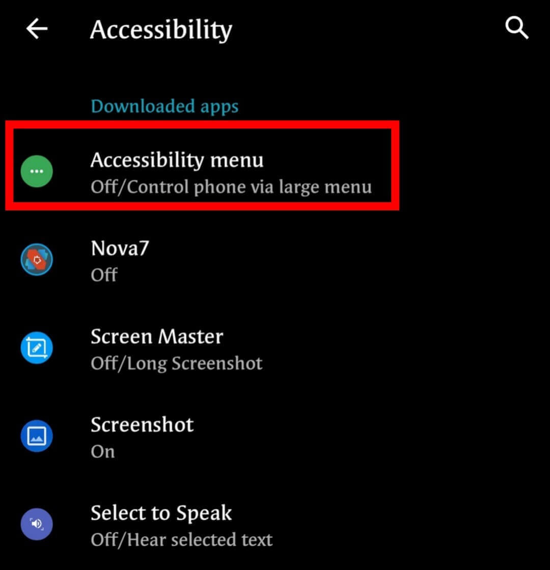 accessibility menu